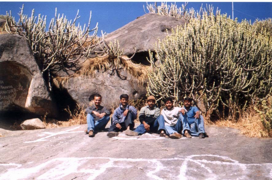 With friends at a hillock in Mt. Abu (Jan. 18, 2002)