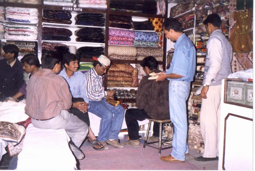 At a sari shop in Jaipur